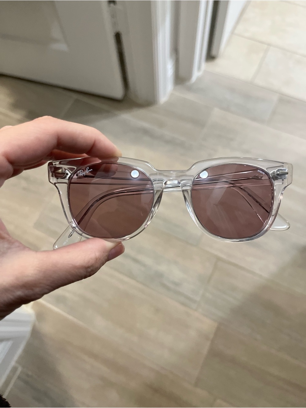 Ray-Ban Clear Frame Sunglasses with Pink lenses - Picture 6 of 6